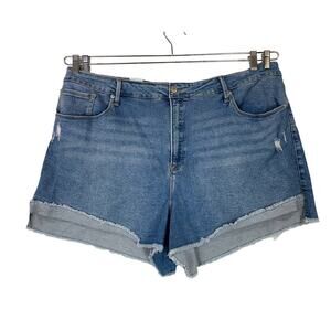 Good American plus size 24 shorts blue denim Good '90s cutoff denim